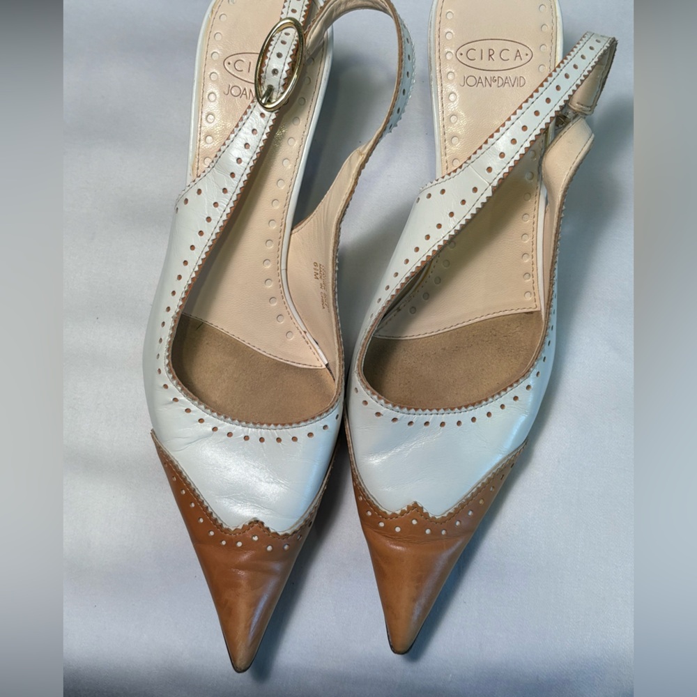 Classic Tan and White wing tipped heels by Circa Joan and David - Picture 4 of 11